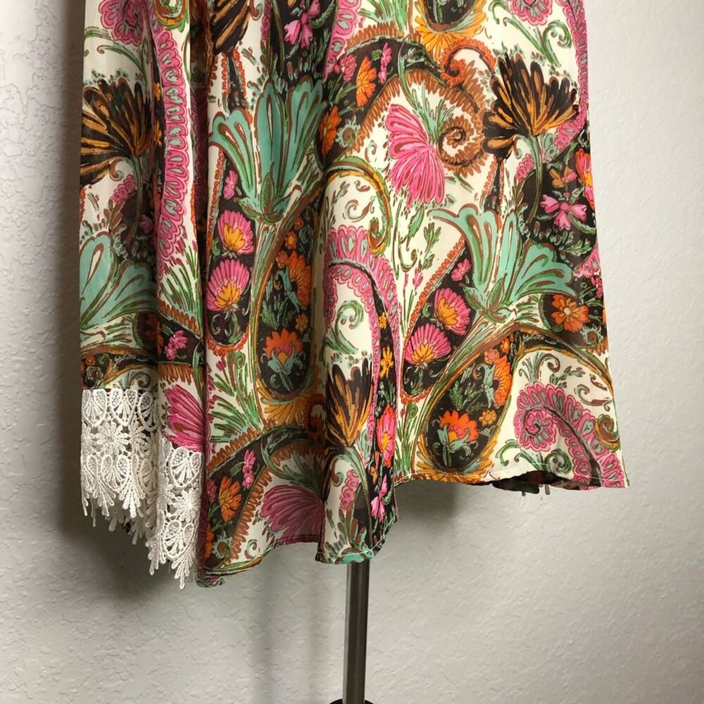 Show Me Your Mumu Mal cream brown pink paisley print boho top Extra Small XS - Picture 4 of 12